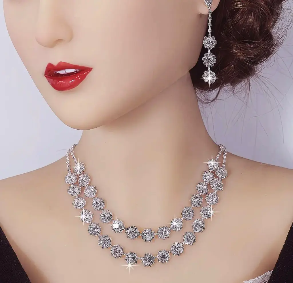 Double-layer zircon jewelry set