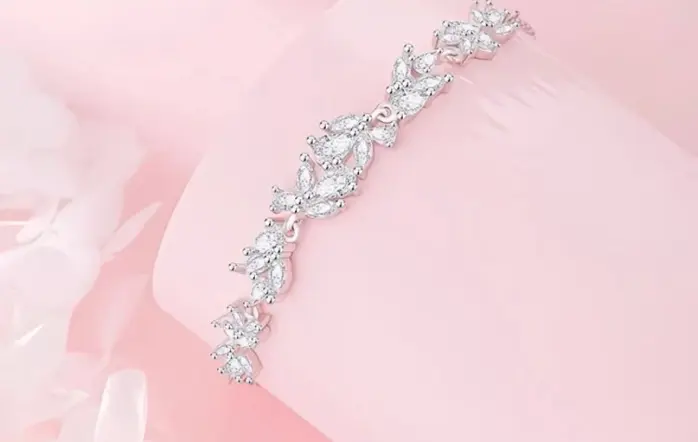 Marquise cut cubic zircolea leaf bracelet