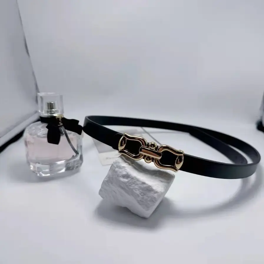 Elegant thin belt with gold buckle