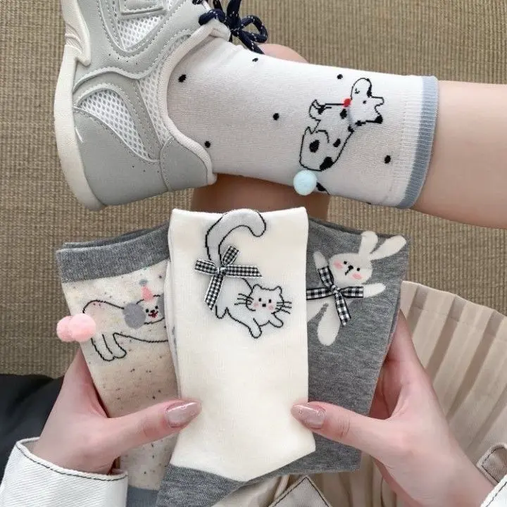 Adorable animal pattern ankle socks set