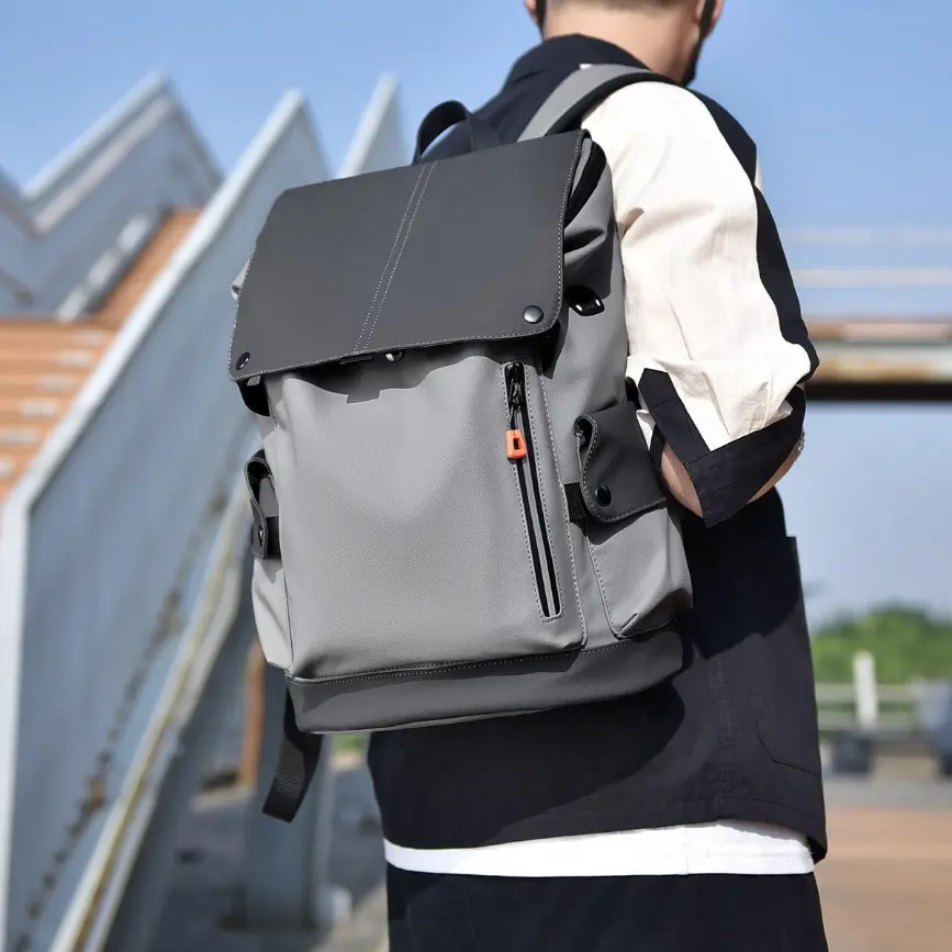 Flap-Top Urban Backpack Two-Tone Casual Daypack