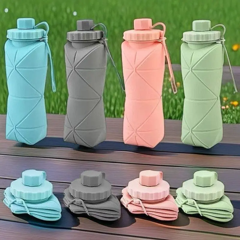 Collapsible Silicone Water Bottles 600 ml (Sky blue)