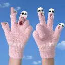 Playful knitted touchscreen gloves with face eye detail