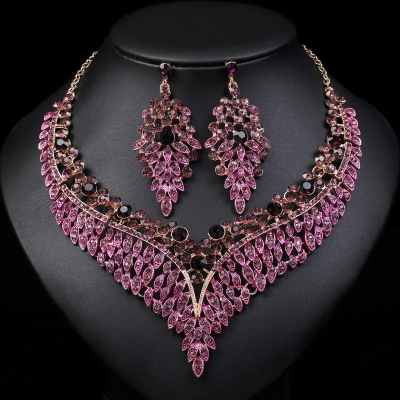 Regal purple crystal jewelry set