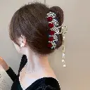 Regal Red Rose And Rhinestone Hair Claw Clip