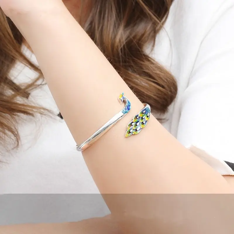 Peacock Open Cuff Bracelet
