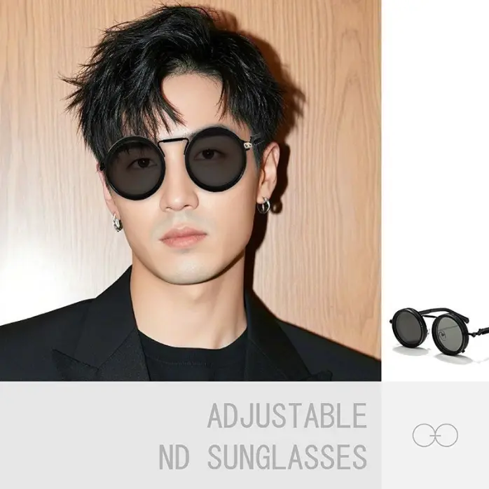 Aperture filter inspired round steampunk sunglasses